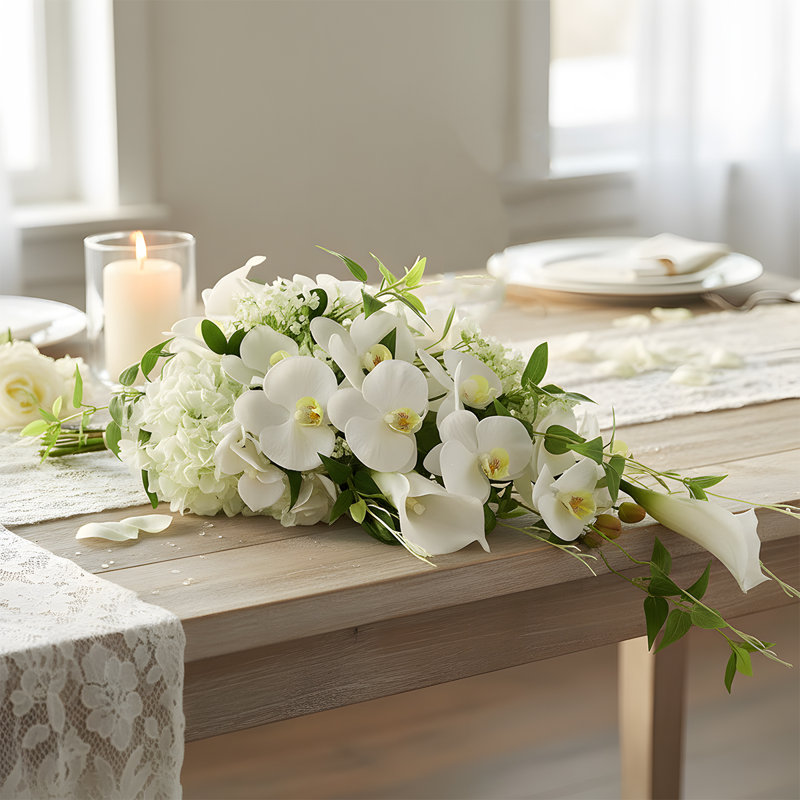 Bouquets de mariée pour la mariée, bouquets de mariage blanc 15,7 pouces pour la mariée pour la fête d'anniversaire de mariage