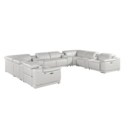 Kitanna 12 Piece 4 Power Recliner Top Grain Italian Leather Sectional