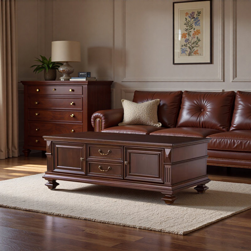 Table basse avec rangement en érable American Style, H 20,47 po x L 51,18 po x l 27,55 po