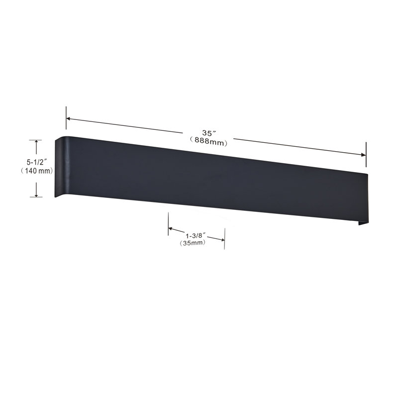 Pruter 35 inch LED Long Linear Flush Mounted Wall Sconce, Black