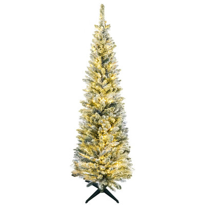 6FT Artificial Slim Pencil Christmas Tree With Realistic Branch Tips & Plastic Stand