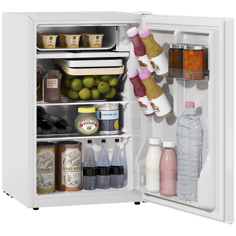 Mini réfrigérateur avec congélateur, roues, réfrigérateur, Blanc, 27.2" H x 17.8" W x 16.7" D