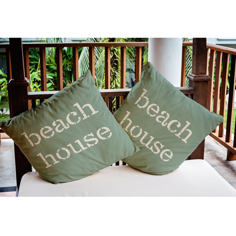 Housse et coussin d'extérieur Beach House, 16 po x 16 po, Sauge