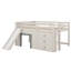 Lit mezzanine double pleine grandeur avec glissade, cadre de lit en bois avec trois tiroirs de rangement et deux portes pour enfants, garçons et filles