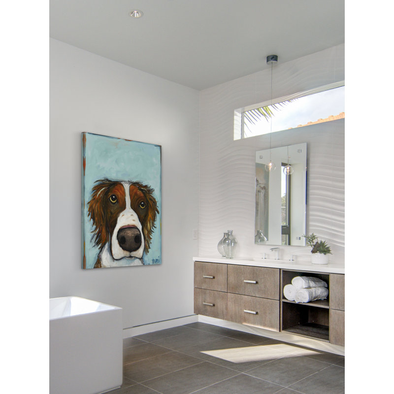 Tori Campisi Brown and White Dog Canvas Art 16" x 24"
