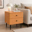 Table de chevet moderne 19,7 po en similicuir 2 tiroirs avec structure en bois massif et pieds noirs
