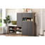 Banc à chaussures polyvalent avec rangement, gris, tablettes réglables, support de siège confortable, coussins et tablettes pour l'espace de vie