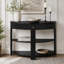 Console demi-lune cannelée avec tiroir et tablettes-327739953