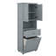 Armoire de salle de bain haute avec panier à linge, armoire autoportante avec portes, panier à linge inclinable avec rangement-458146145