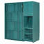 Lit escamotable mural simple avec bibliothèque, bureau et armoire supérieure (bleu sarcelle)-1105544754