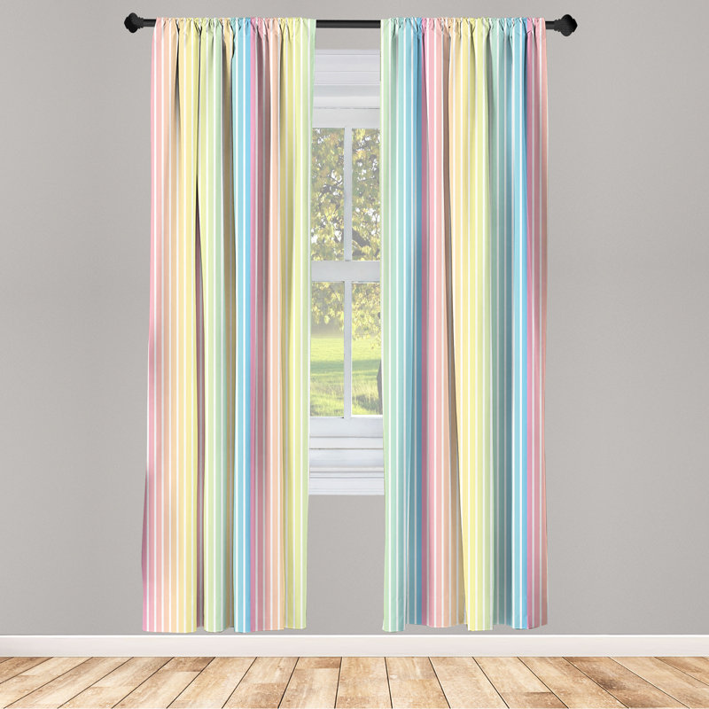Pinstripe Striped Semi-Sheer Rod Pocket Curtain Panels, 28" x 95"