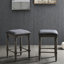 Tabouret pivotant à hauteur de comptoir, siège recouvert de brun clair 2 po avec tête de clou bronze, bois d'hévéa massif et contreplaqué, style rustique chic, l 16 po x P 16 po H 24,38 po, tabourets 2 requis, fabriqué en contreplaqué
