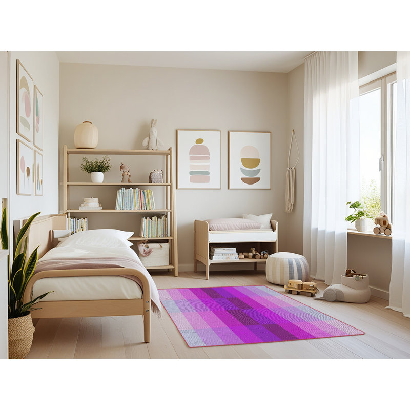Tapis mauve/rose à tisser électrique, Rectangle 3 pi x 5 pi