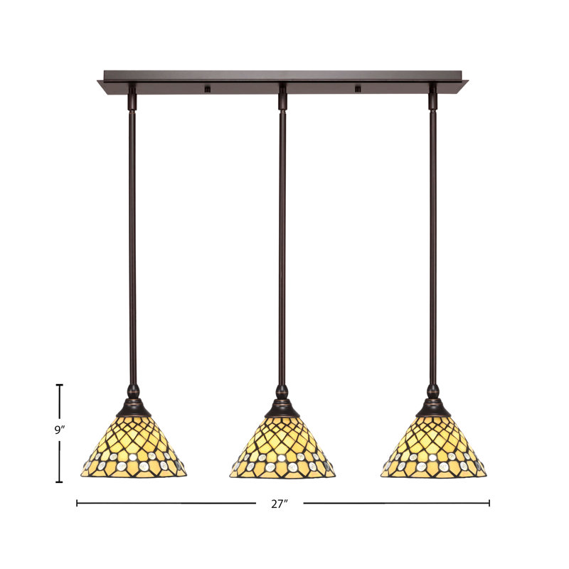 Luminaire suspendu linéaire 3 lumières 3 lumières, H 6,5 po x l 27 po x P 7 po, Bronze huilé