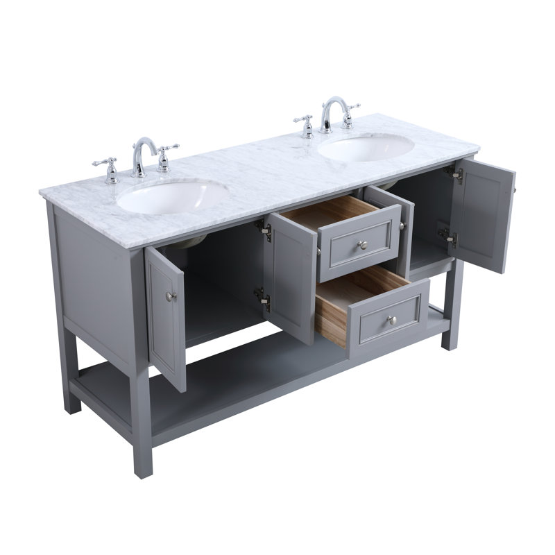 Ensemble de meuble-lavabo double 60 po Bonsai, Gris