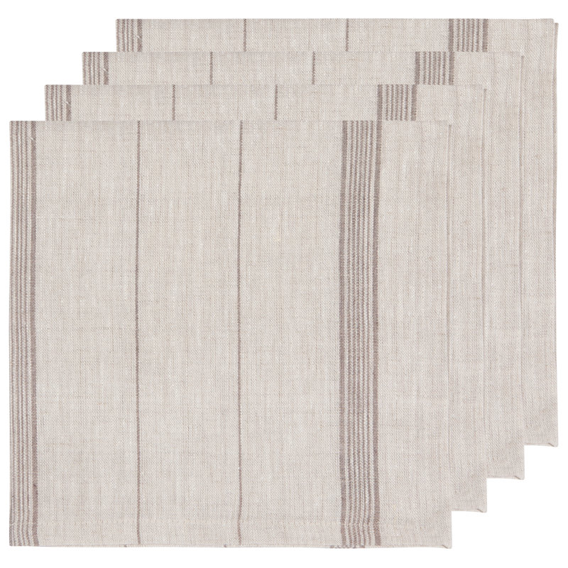 Ensemble de 4 serviettes en lin maison, Beige