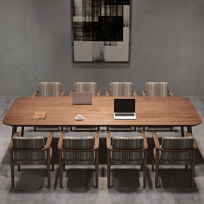 Table longue minimaliste moderne en bois massif de 180 cm (70,87 po), idéale pour les conférences et les négociations dans les salles de réunion.