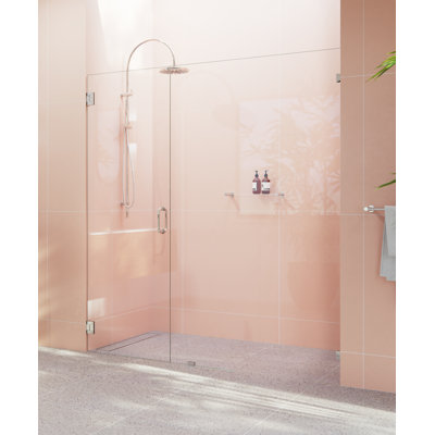 Illume 75.5 in. x 78 in. Fully Frameless Wall Hinge Shower Door