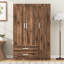 Armoire de rangement à trois portes avec 2 tiroirs, 2 tringles de suspension et une tablette ouverte pour garde-robe organisée
