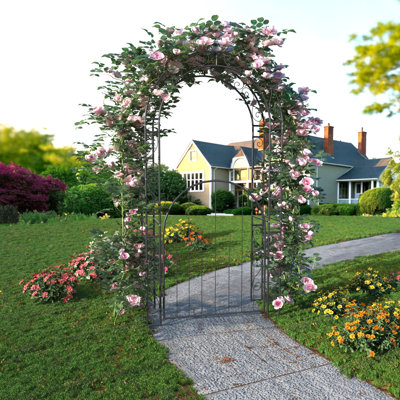 Metal Garden Arch Iron Arbor Gate Decorative for Outdoor Climbing Plants Roses Vines Weddings Patio Entrance