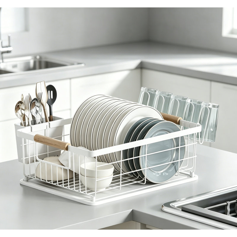 White Dish Drying Rack with Diatomaceous Earth Quick-Drying