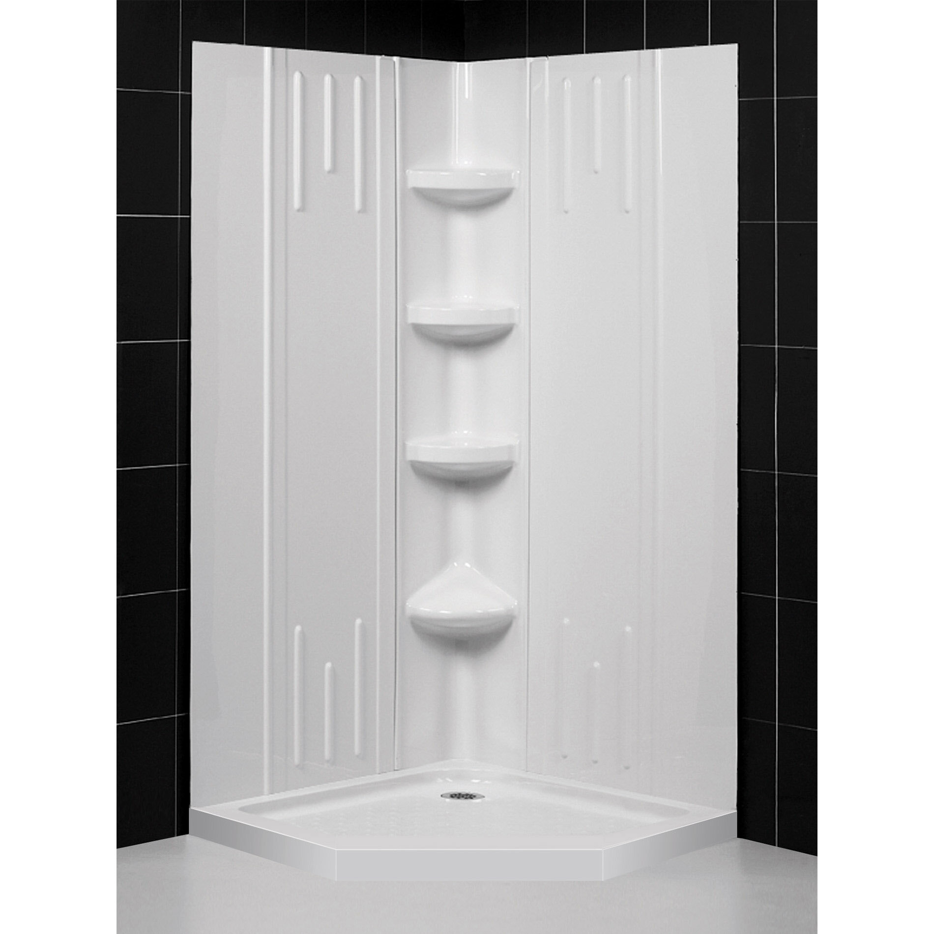 DreamLine Qwall 38 W x 75.63 H Framed Neo-angle Shower Stall and Base  Included | Wayfair