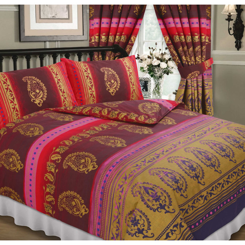 Cryal 144 TC Duvet Cover Set, Fuchsia, Super King Duvet Cover + 2 Standard Pillowcases