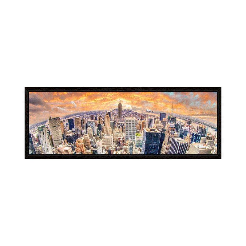 New York City by Mark Paulda - Panoramic Gallery-Wrapped Canvas Giclée on Canvas, Black Floater Framed