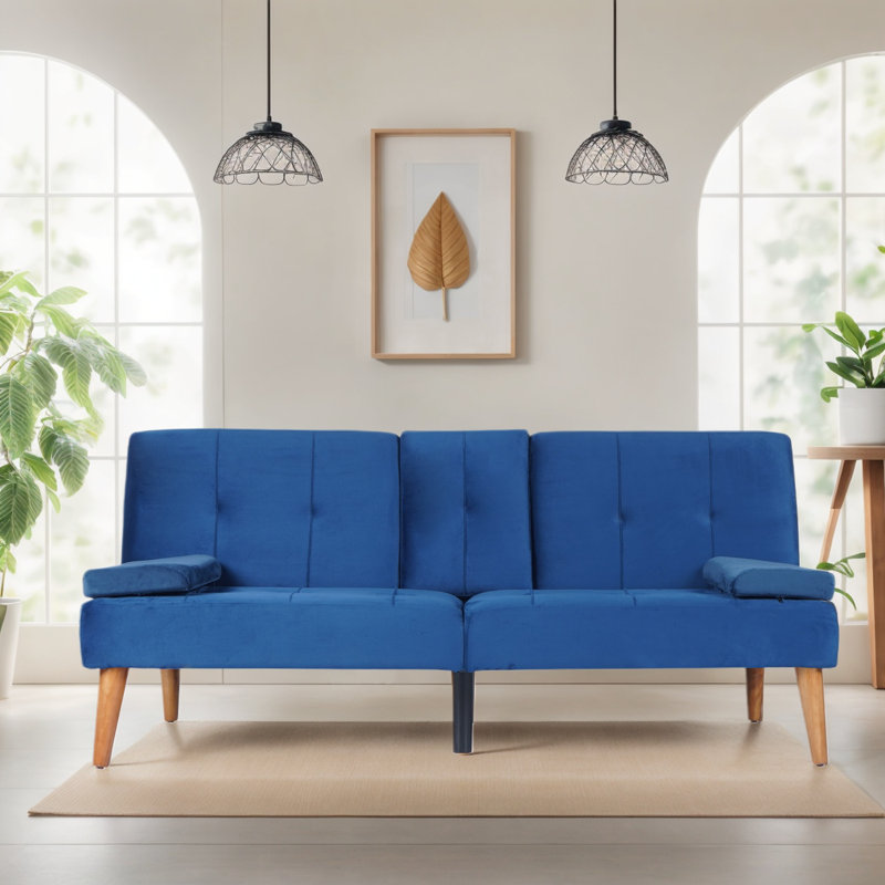 Krystel Fabric 65.35'' Reception Loveseat, Blue