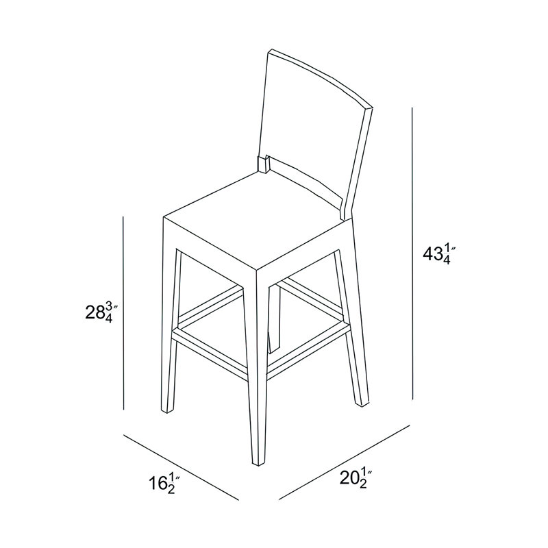 Arden Outdoor Bar Stool, Canvas Charcoal Sunbrella® Canvas, Chestnut, 28.75"