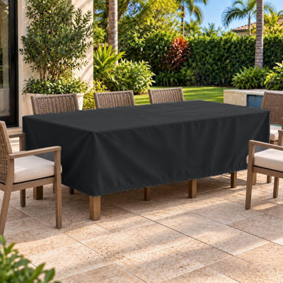 Housse pour table basse et table d'appoint de qualité supérieure - Housse résistante et respirante avec doublure en PVC résistant à l'eau, ourlet élastique réglable, sangles à fermeture par clic et évents - Collection Hyslop