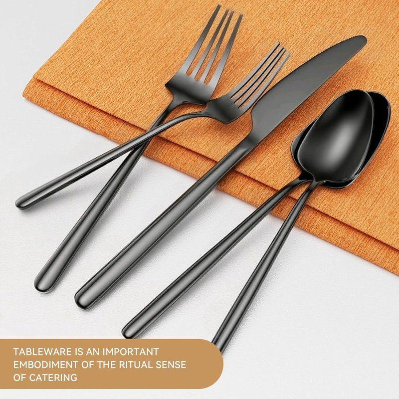 Ensemble de couverts 20 pièces en argent mat noir, service de couverts en acier inoxydable pour 4, ensemble de couverts de conception américaine moderne avec une fabrication durable allant au lave-vaisselle