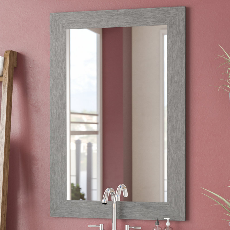 Miroir mural brossé moderne et contemporain, 17.5" H x 17.5" W
