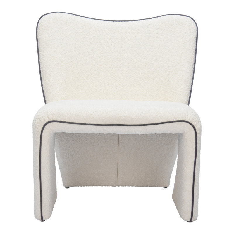  Chaise d'appoint ivoire en fausse peau de mouton