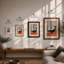 Whale in Geometry Mid-Century - Framed Print-1141309264-1141309294