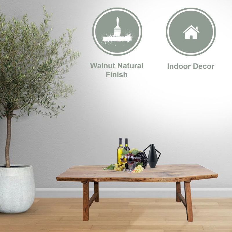 Artissance Live Edge Solid Walnut Natural Wood Coffee Table, 18 Inch Tall (Color & Size May Vary)