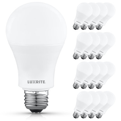 Luxrite A19 LED Light Bulb 12.5W=100W 3000K Soft White 1500LM Non-Dimmable Standard LED Light Bulb E26 Enclosed Fixture Rated, Damp Rated, ETL 16 Pack