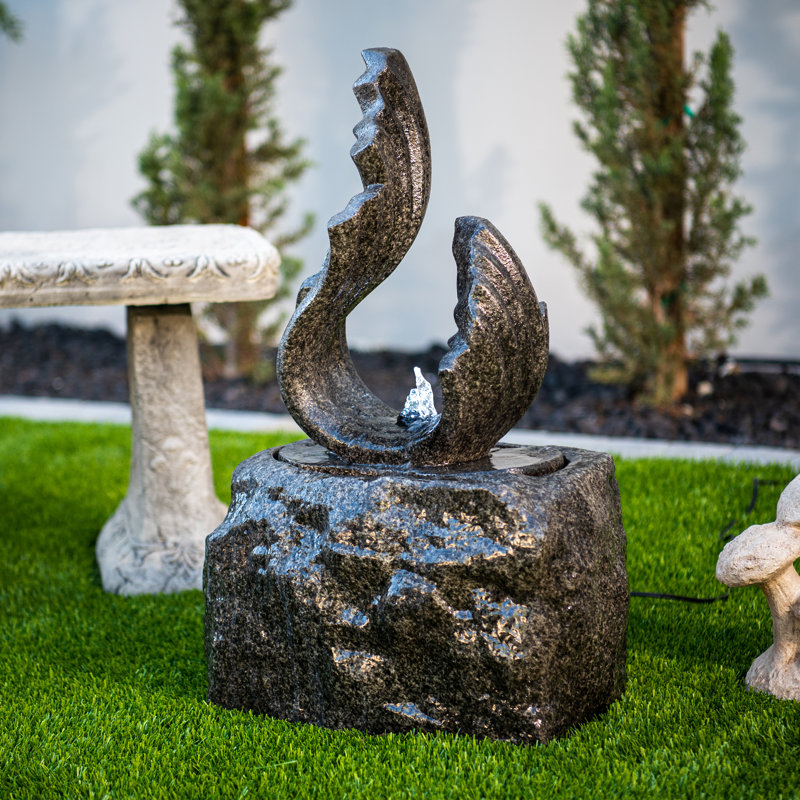 Fontaine sculpturale moderne sur pied, noire, Noir