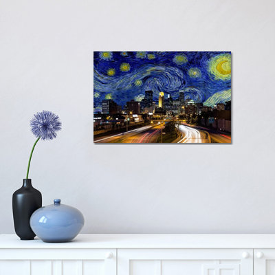 Minneapolis, Minnesota, nuit étoilée, impression d'art graphique