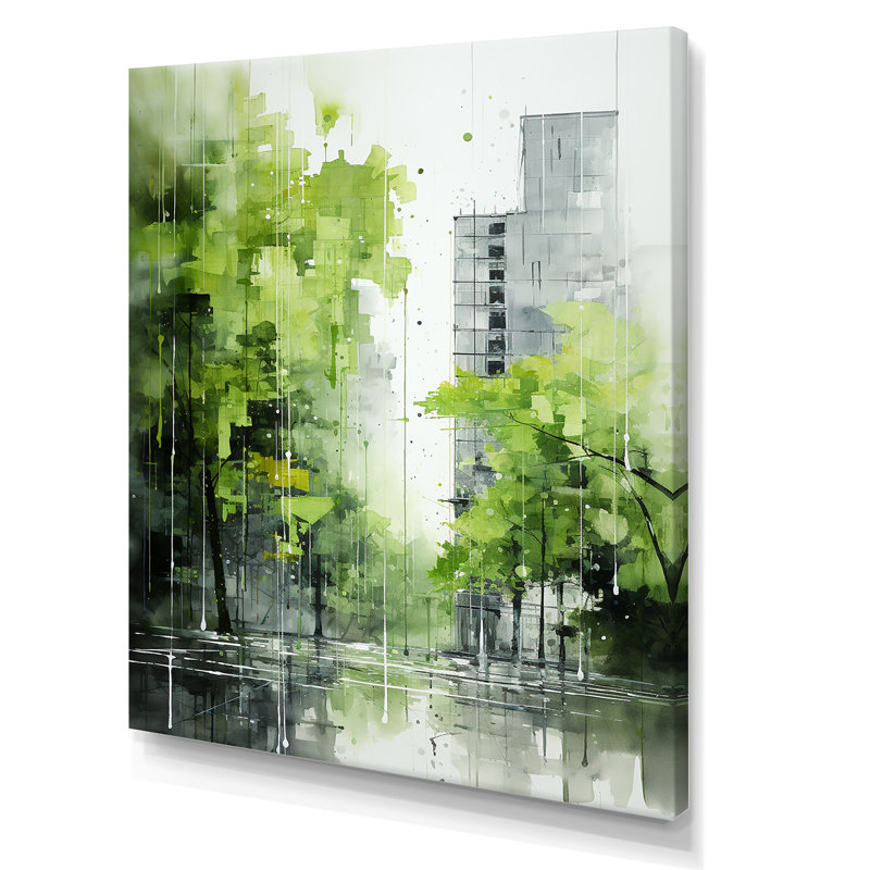 «Lime Lofts Skyscraper City Horizon» - Décoration murale encadrée de gratte-ciels, Toile tendue, H 32 po x l 16 po x P 1 po
