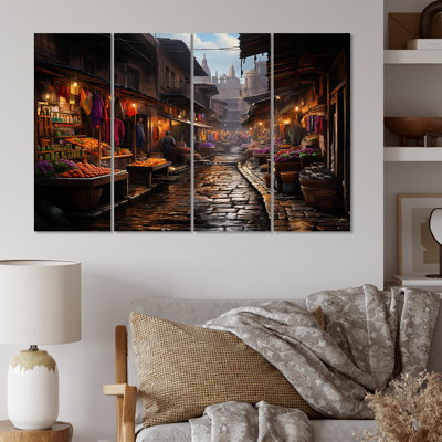 " Brown Orange Mexican Art Market Of " 4 - Pieces