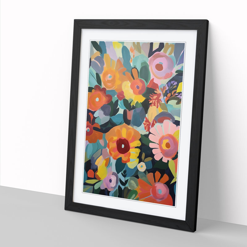 Modern Flowers Orphism Vol.6 - Picture Frame Print, Black, 64cm H x 46cm W x 2cm D