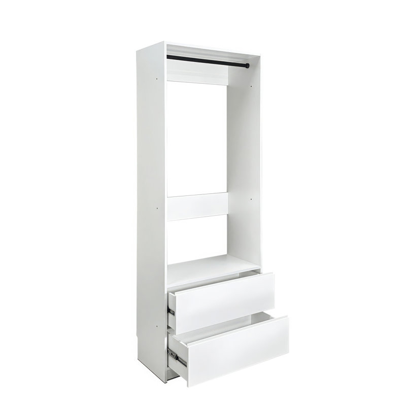 Garde-robe en bois blanc 32 po avec deux tiroirs Prosper