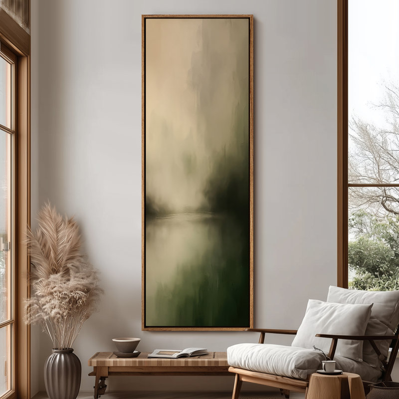 Très grand art mural rétro encadré pour art classique, H 60 po x l 20 po, Naturel