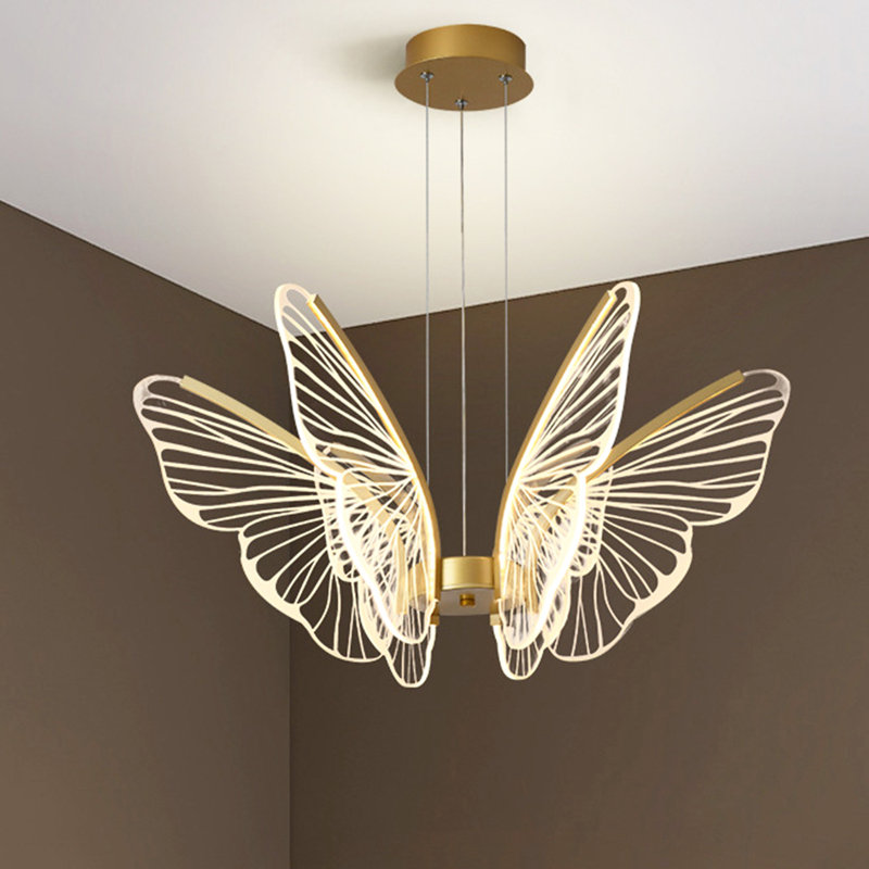 Exquisite Butterfly Gold Chandelier With Led Light Source