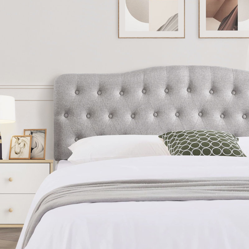 Aveigha Upholstered Headboard, Queen, Gray Linen