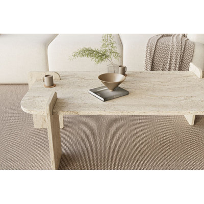 Modern Coffee Table, Travertine Color, 47.2 x 13.8 x 23.6 inches | 100% Melamine Coated Chipboard, Durable & Stylish | Easy Assembly, Perfect for Living Room & Contemporary Spaces, Elegant Marble Finish