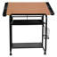 Adjustable Drawing and Drafting Table with Black Frame and Dual Wheel Casters