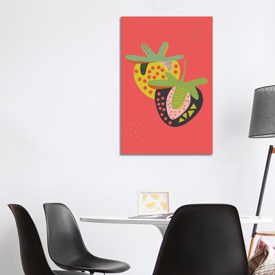 Strawberries by Flatowl - Wrapped Canvas Print