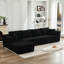 Canapé modulaire noir de 106 po avec méridienne faisant face à gauche, 3 sièges modernes, sans assemblage, en velours côtelé, 3 sièges-1720075801